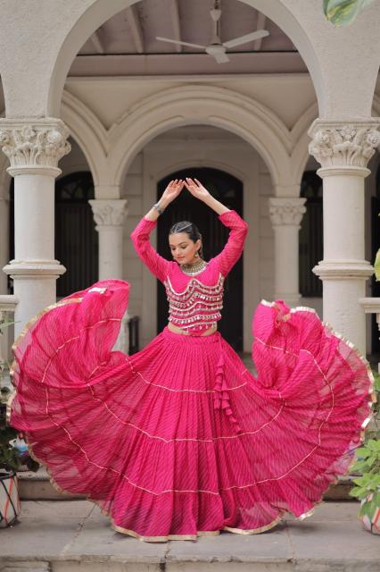 NAVRATRI KA 5047 Leheriya Pink Traditional lehenga choli in Pune